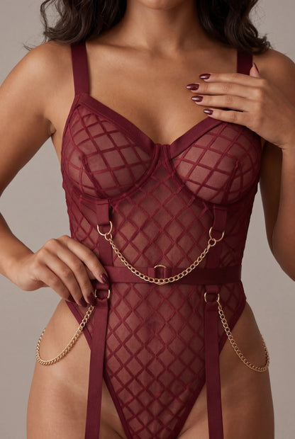Dames bodysuit - WILD Bordeaux