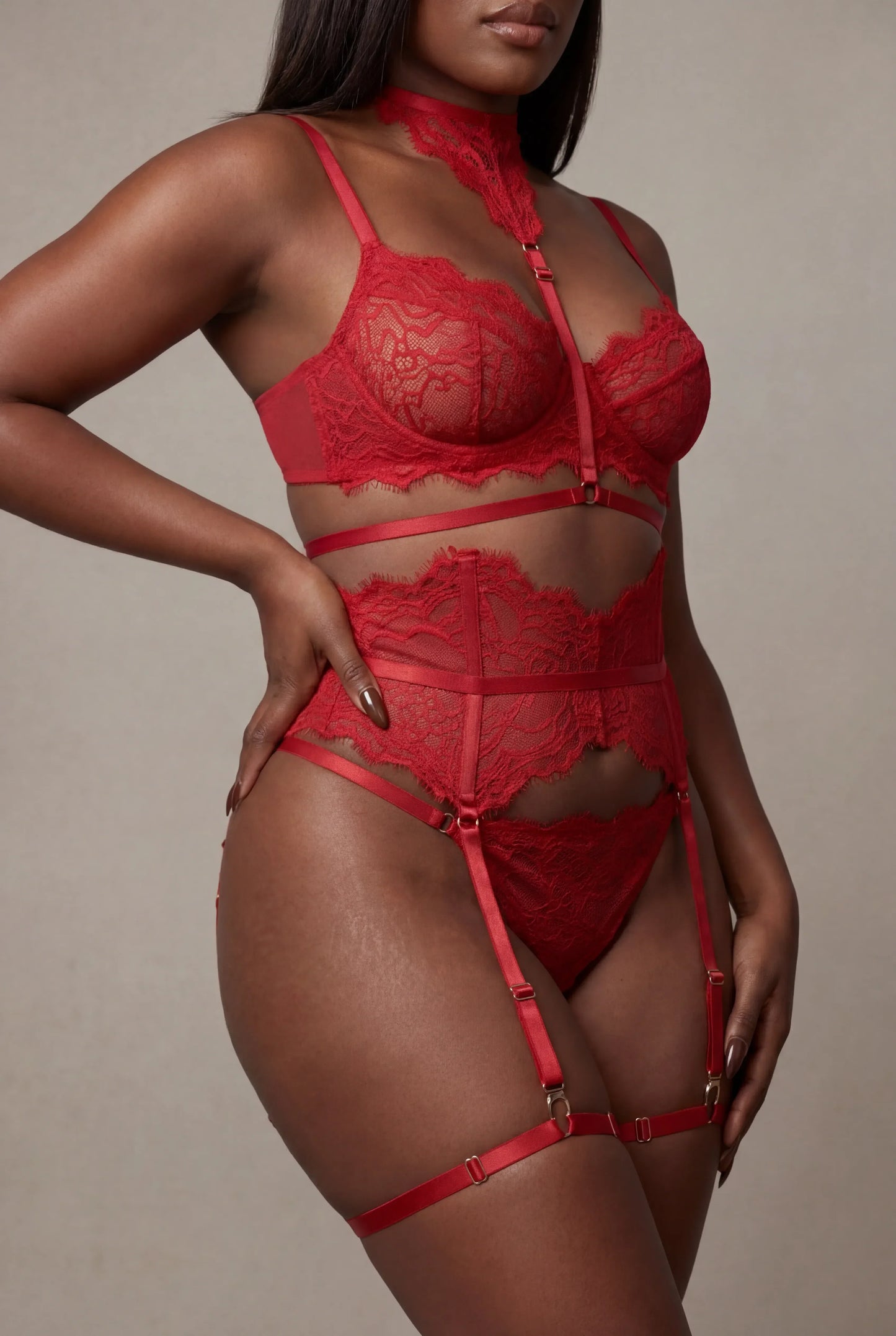 Vijfdelige lingerieset voor dames - Marcela Red