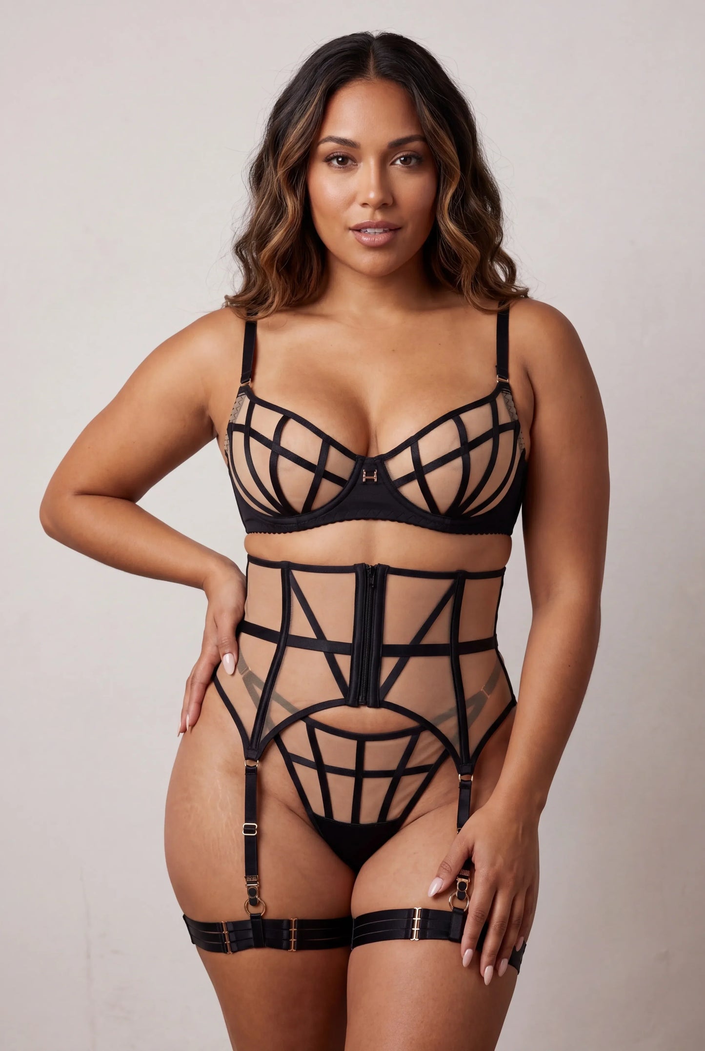 Dames lingerie set van vijf stuks - Delfina Zwart