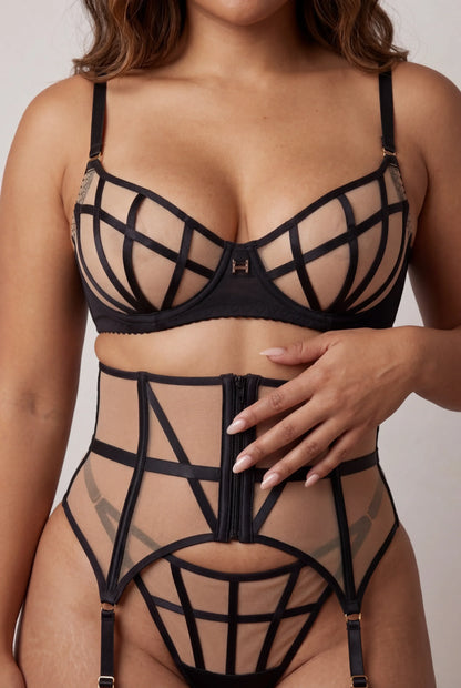 Dames lingerie set van vijf stuks - Delfina Zwart
