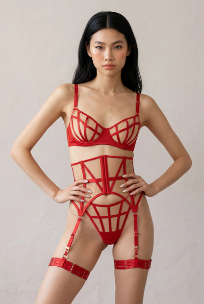 Dameslingerieset vijfdelig - Delfina Rood