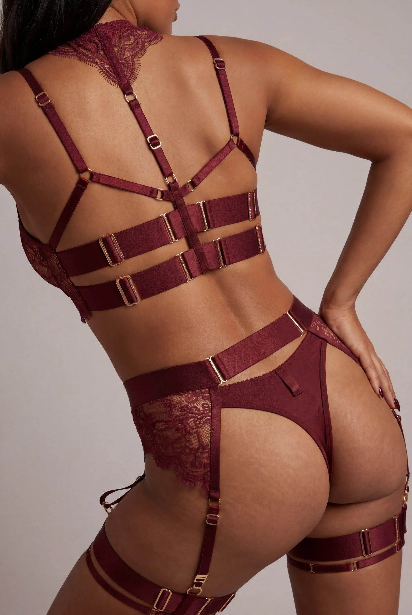 Vierdelige lingerieset - Albana Bordeaux