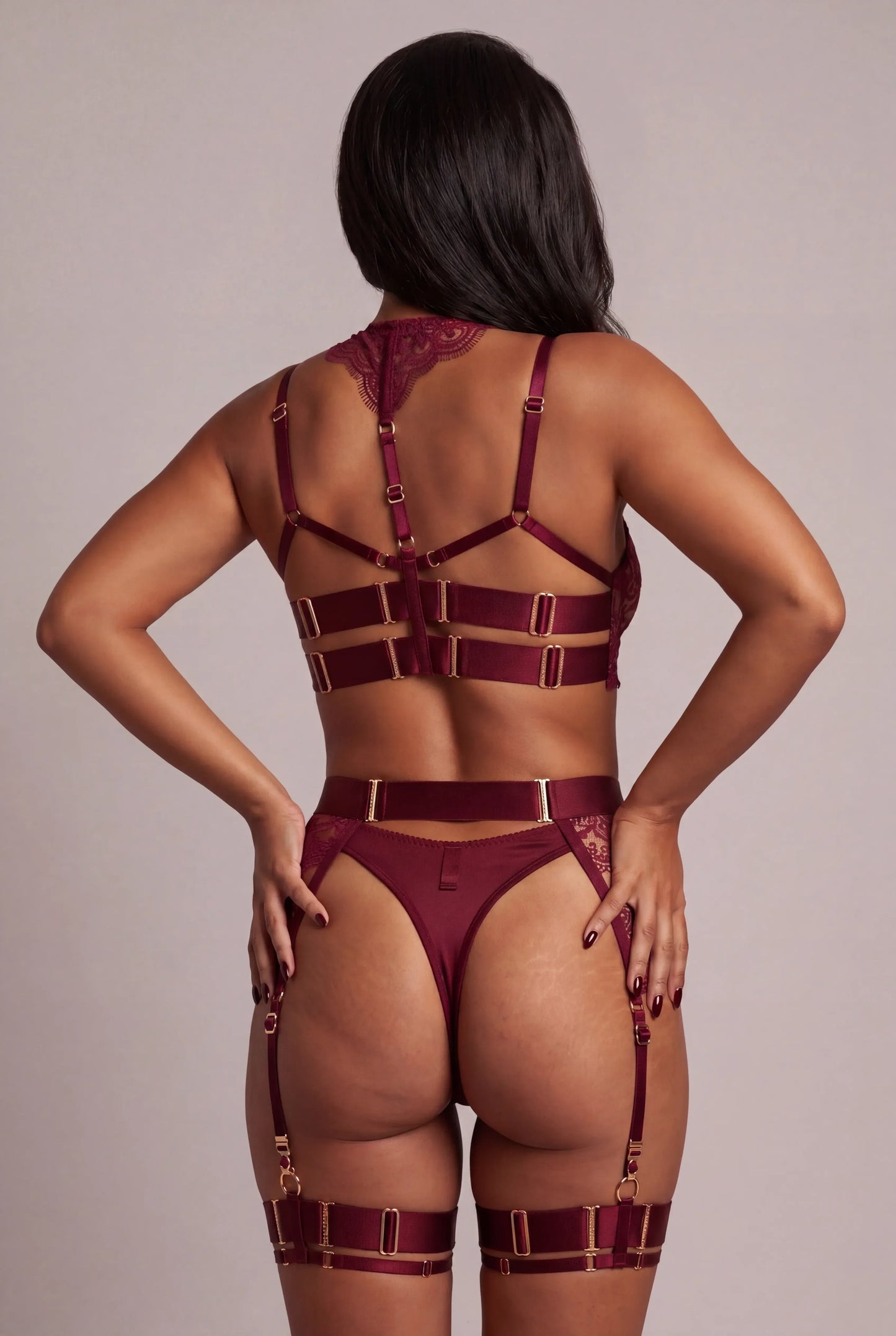 Vierdelige lingerieset - Albana Bordeaux