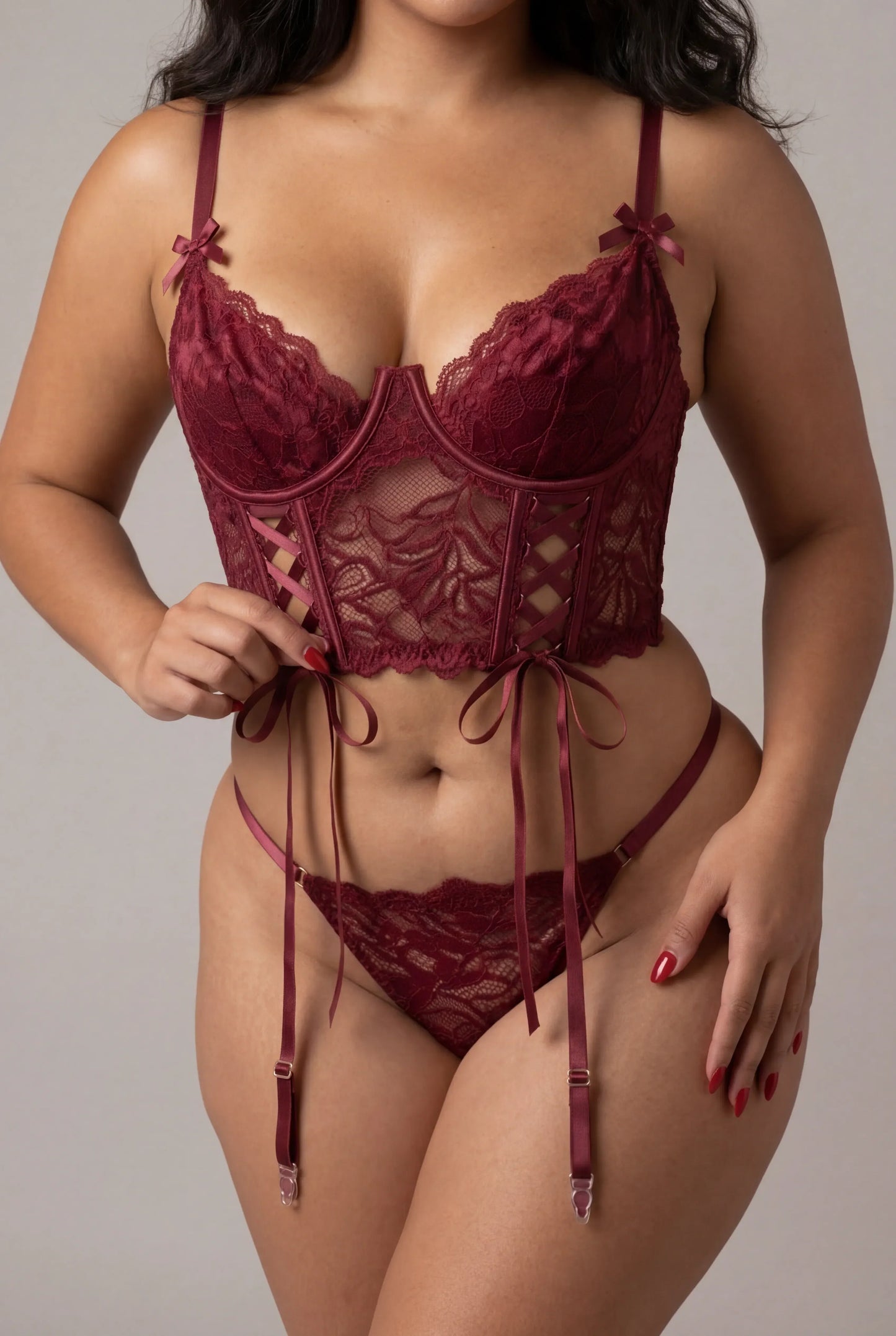 Drie-delige lingerieset - Nerea Bordeaux