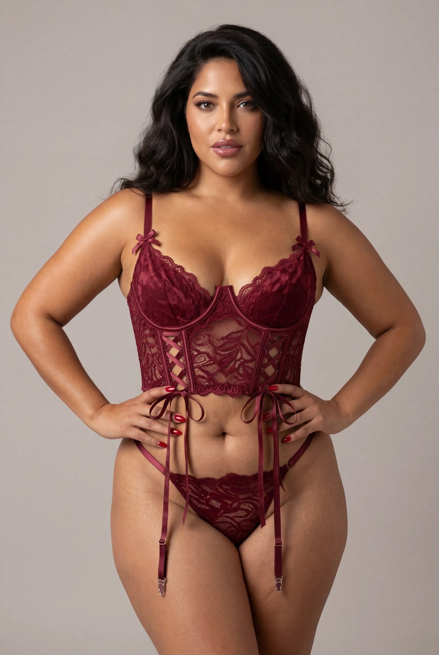 Drie-delige lingerieset - Nerea Bordeaux